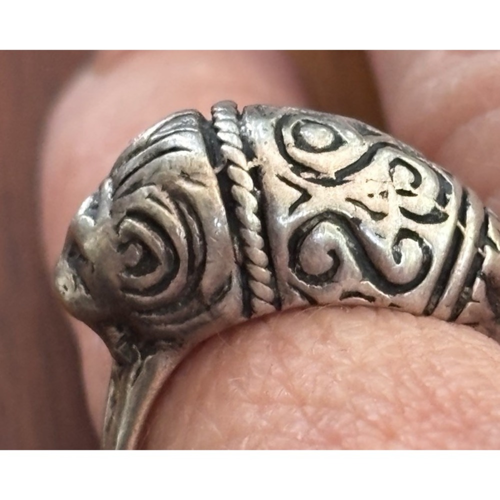 Sterling Silver Roaring Lion Head & Tail Wrap Ring 6.3 Grams Size 6.5